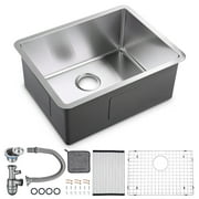 Aquaterior 23" Undermount Kitchen Sink R15 Tight Radius Stainless Steel Single Basin 17.6 lbs