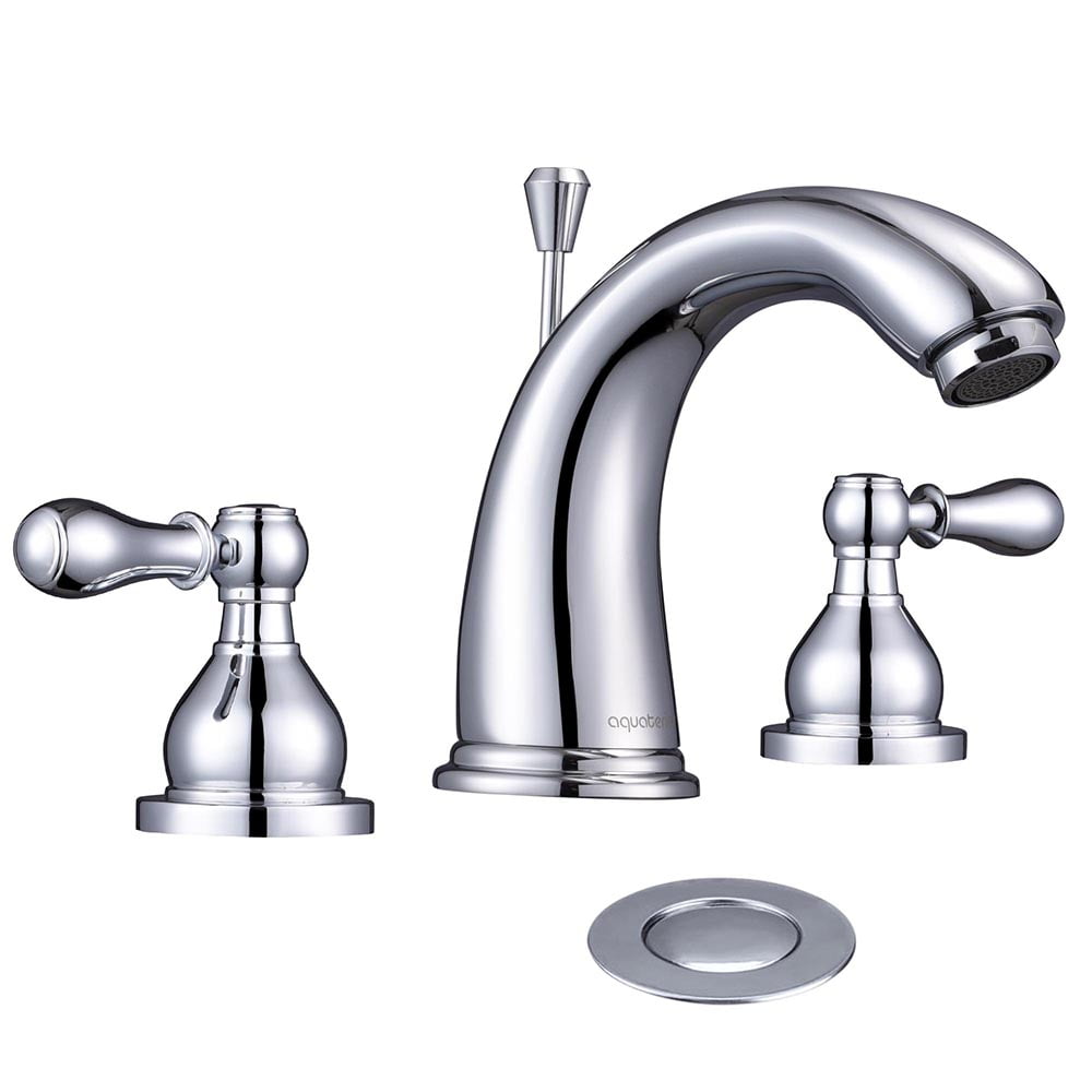 Chrome Brass 3-Hole Bathroom Faucet with Drain Assembly