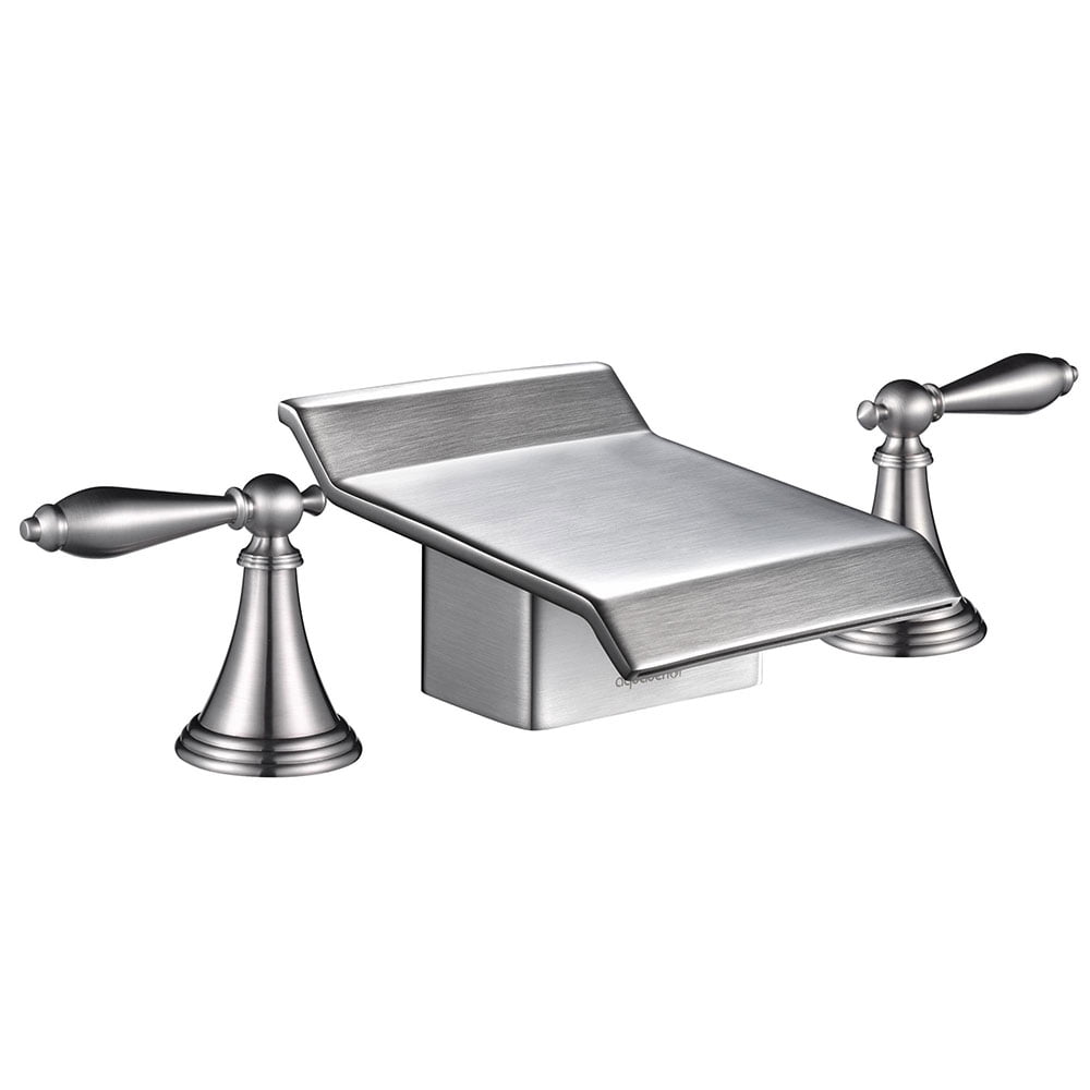 Brushed Nickel Waterfall Roman Tub Faucet with Dual Handles