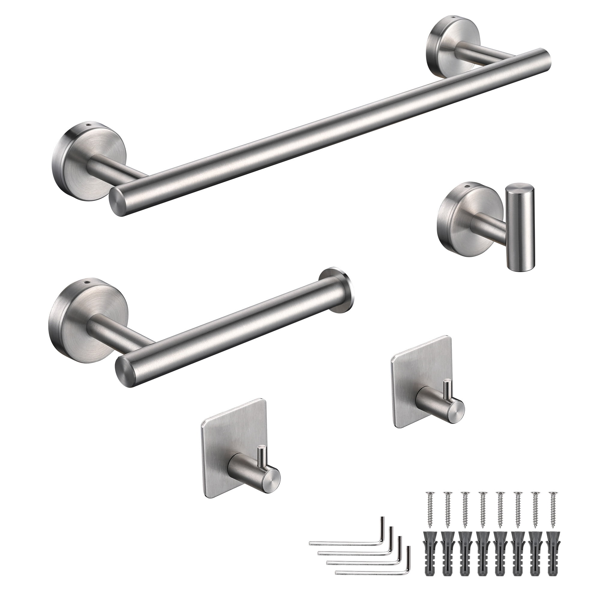 Brushed Nickel 5-Piece Stainless Steel Bathroom Hardware Set