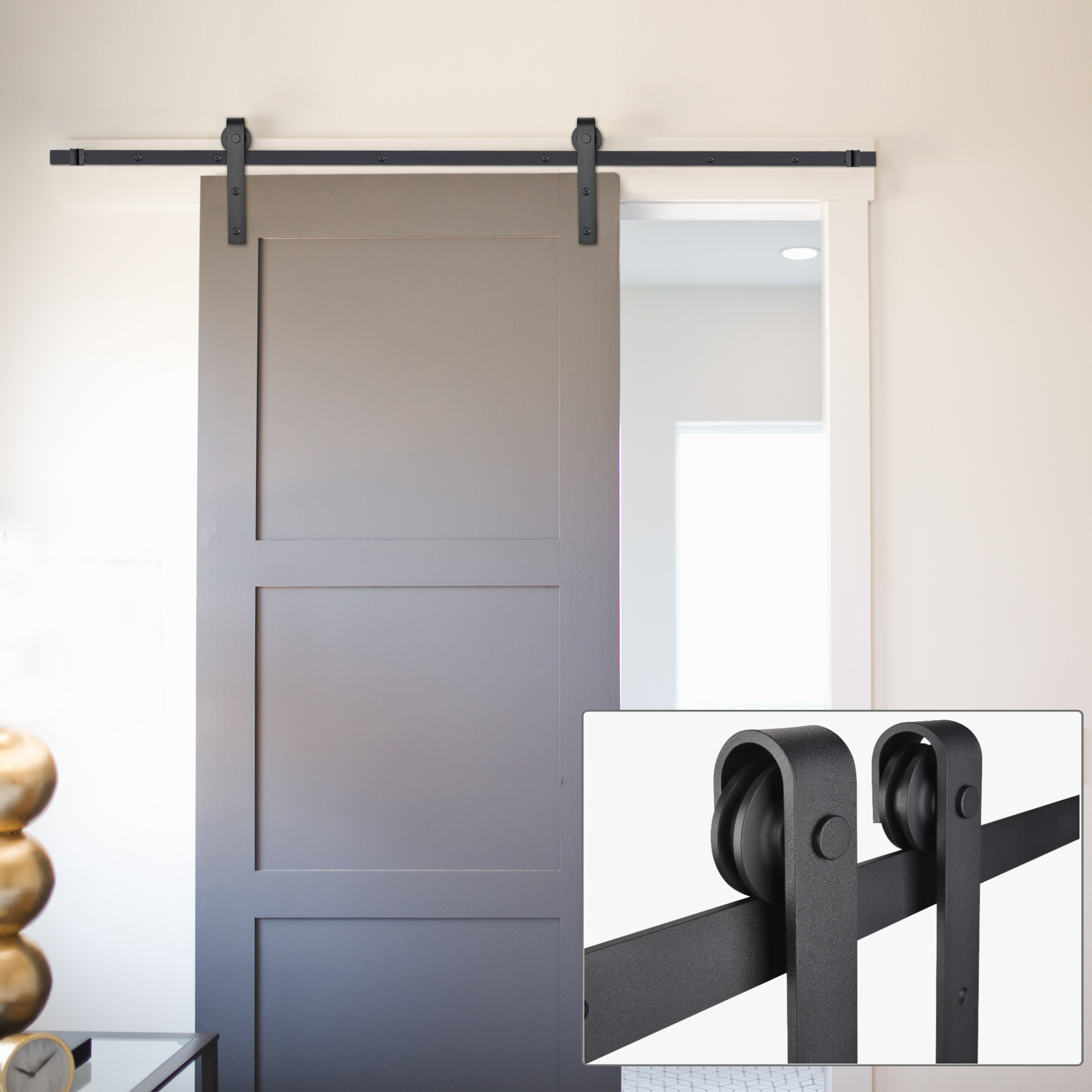Gonipol Sliding Door Rail Barn Carbon Steel Hardware Kits Barn Door