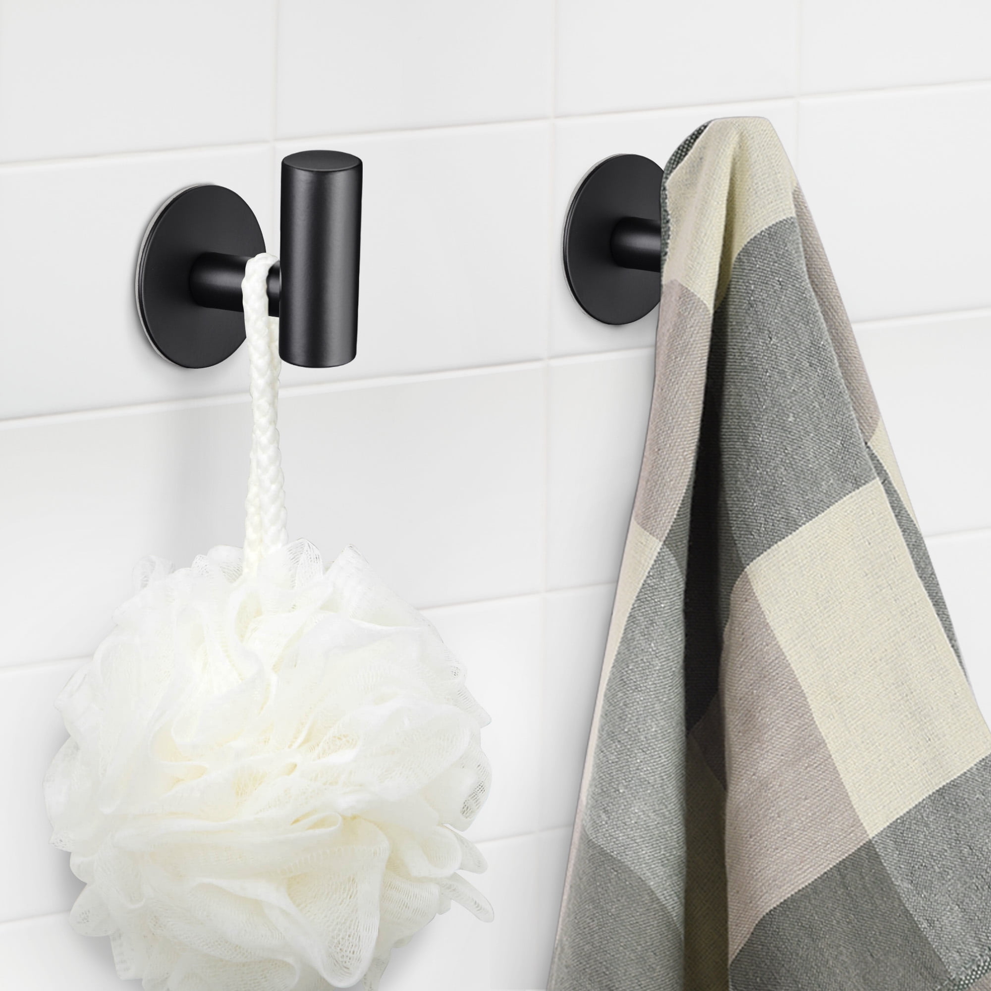 Aquaterior 6 Pack Bathroom Hook Towel Hanger Heavy Duty Adhesive ...