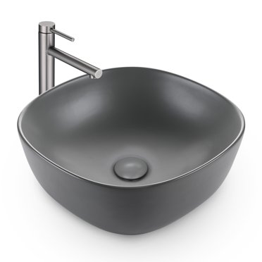 Aquaterior Bathroom Countertop Ceramic Vessel Sink Single Handle Tall Faucet Kit