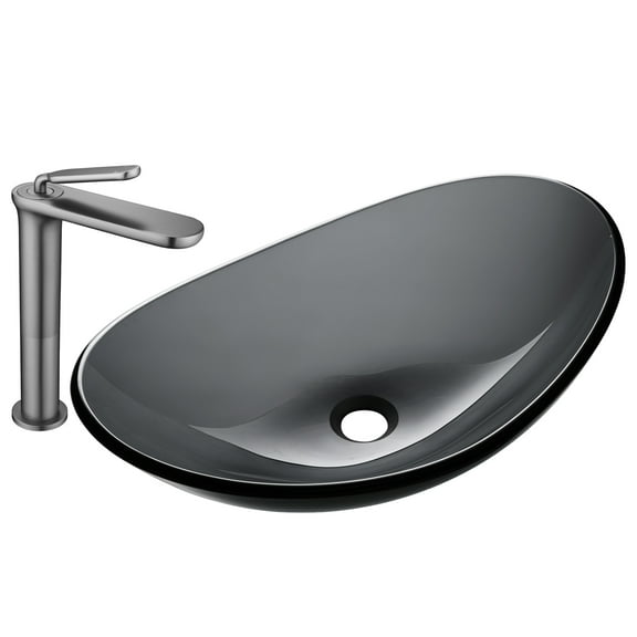 Aquaterior Bathroom Faucet Vessel Sink Kit Vanity Mixer Tap Tempered Glass Sink