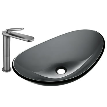 Aquaterior Bathroom Faucet Vessel Sink Kit Vanity Mixer Tap Tempered Glass Sink