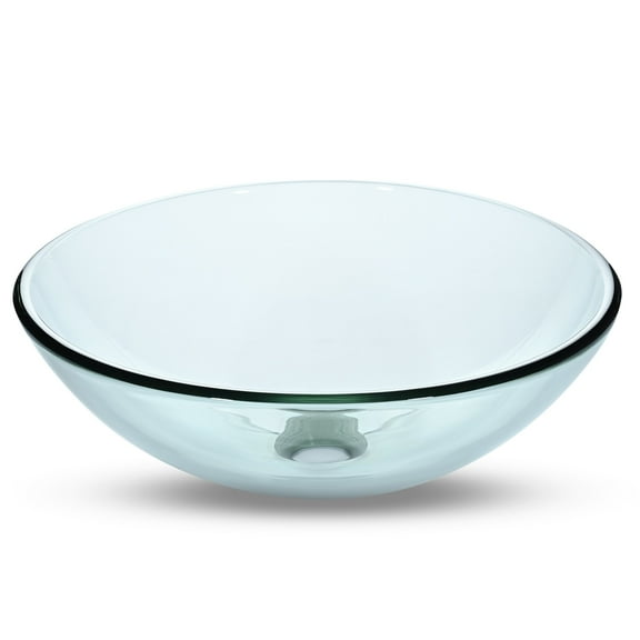 Aquaterior Bathroom Tempered Glass Vessel Sink 16" Round Basin Bowl Transparent
