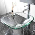 thumbnail image 1 of Aquaterior Bathroom Tempered Glass Vessel Sink Natural Clear Square Shape Transparent Basin, 1 of 10