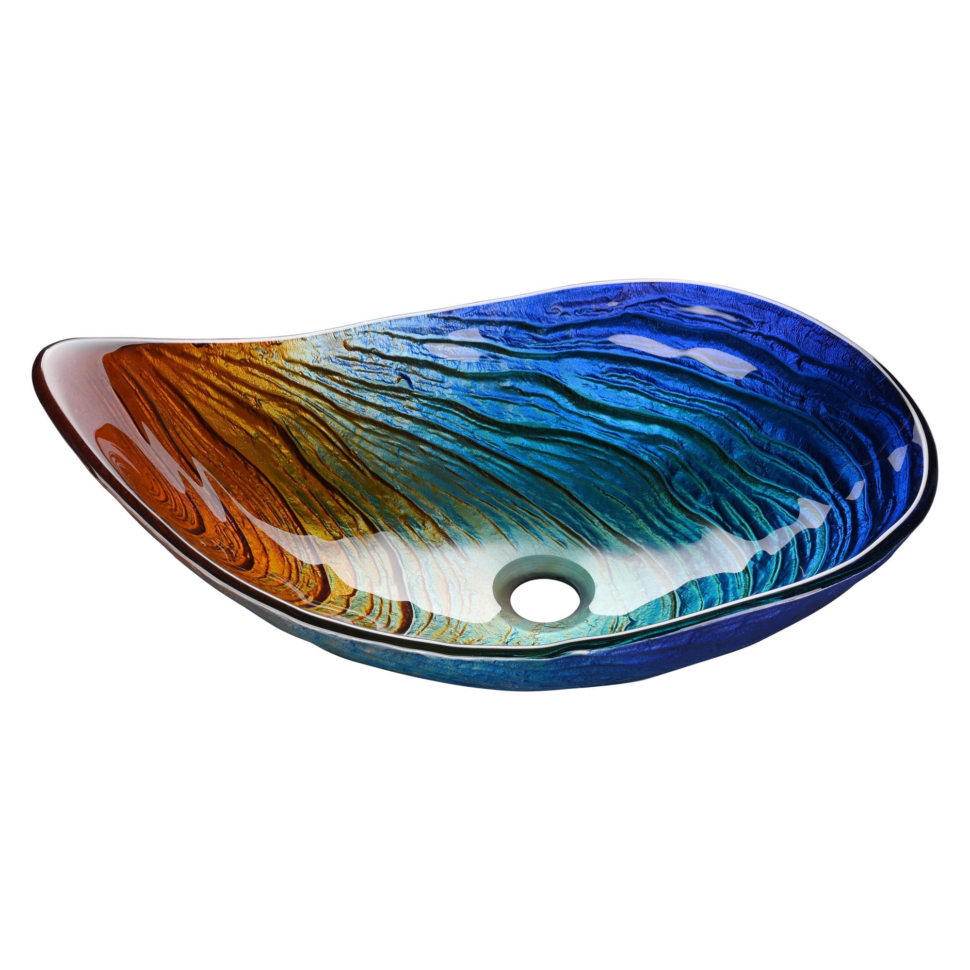 Multicolor Tempered Glass Waterdrop Above-Counter Bathroom Sink