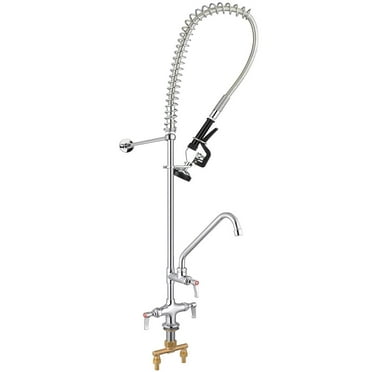 Aquaterior 48" Commercial Pre-Rinse Kitchen Sink Faucet Height with 12" Add-On Faucet Fit for 2/3 Compartment Sink cUPC NSF ANSI CEC