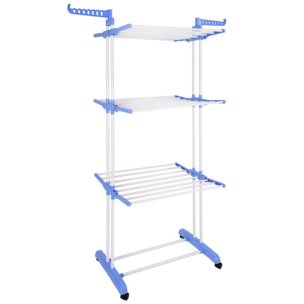 360° Rotating Clothes Drying Rack Laundry Stand Stainless Steel 3 Tier  Foldable