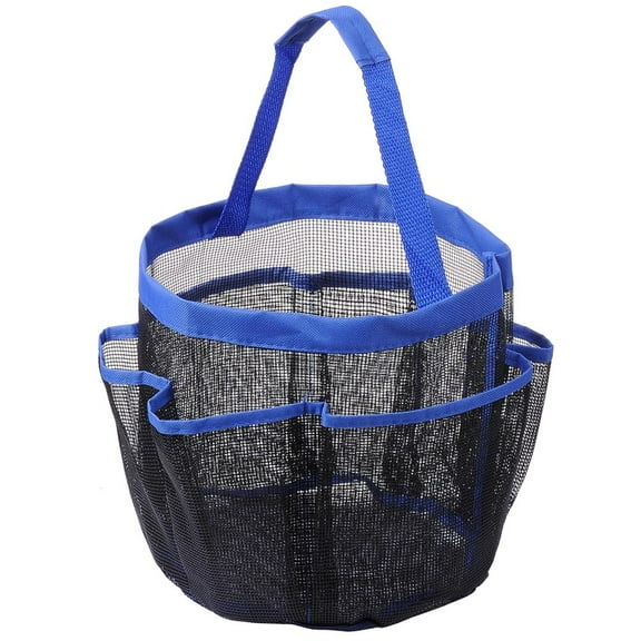 Aquaterior Mesh Shower Caddy w/ 8 Pockets Quick Dry Portable Rustproof Bath Tote Organizer w/ Blue Handle