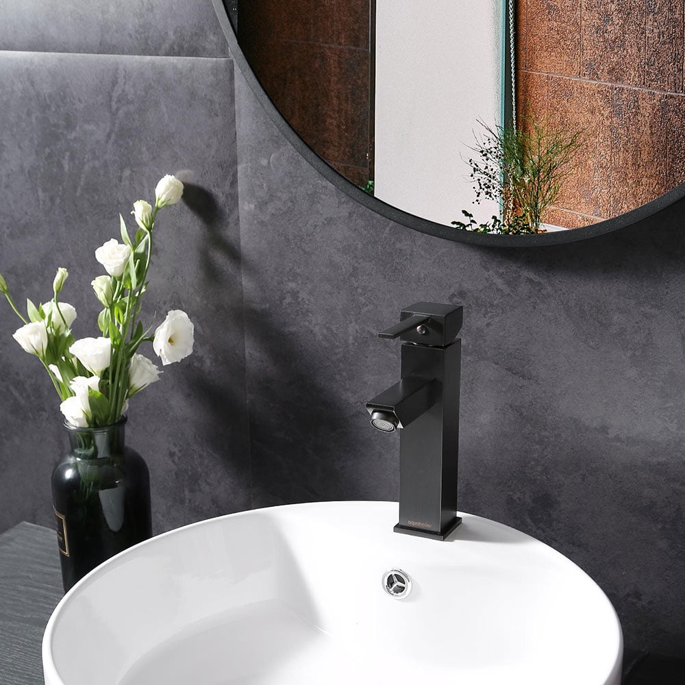 Oil Rubbed Bronze Single-Hole Bathroom Faucet with Lever Handle