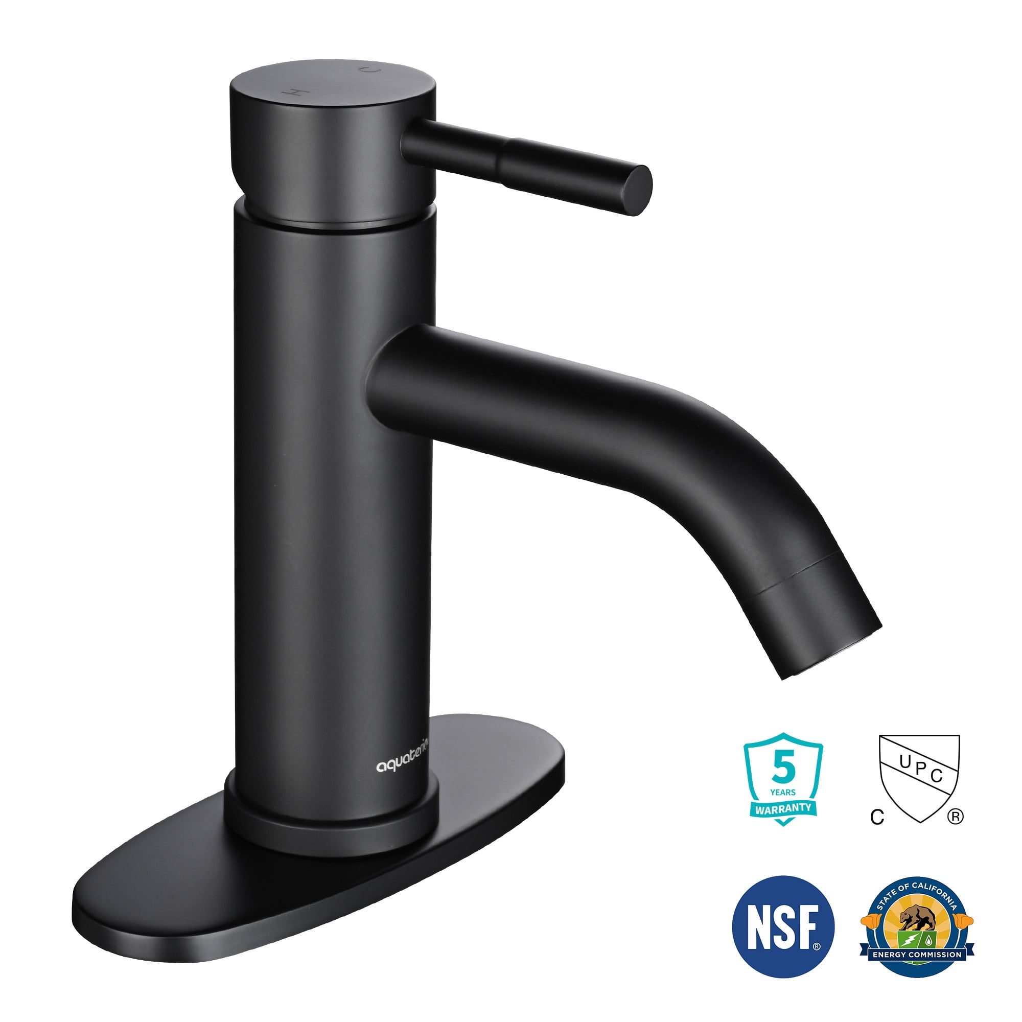 Birsppy Mixer Taps for Bathroom Basin Black Stainless Steel Washroom Sink  Faucet Single Lever One Hole Taps
