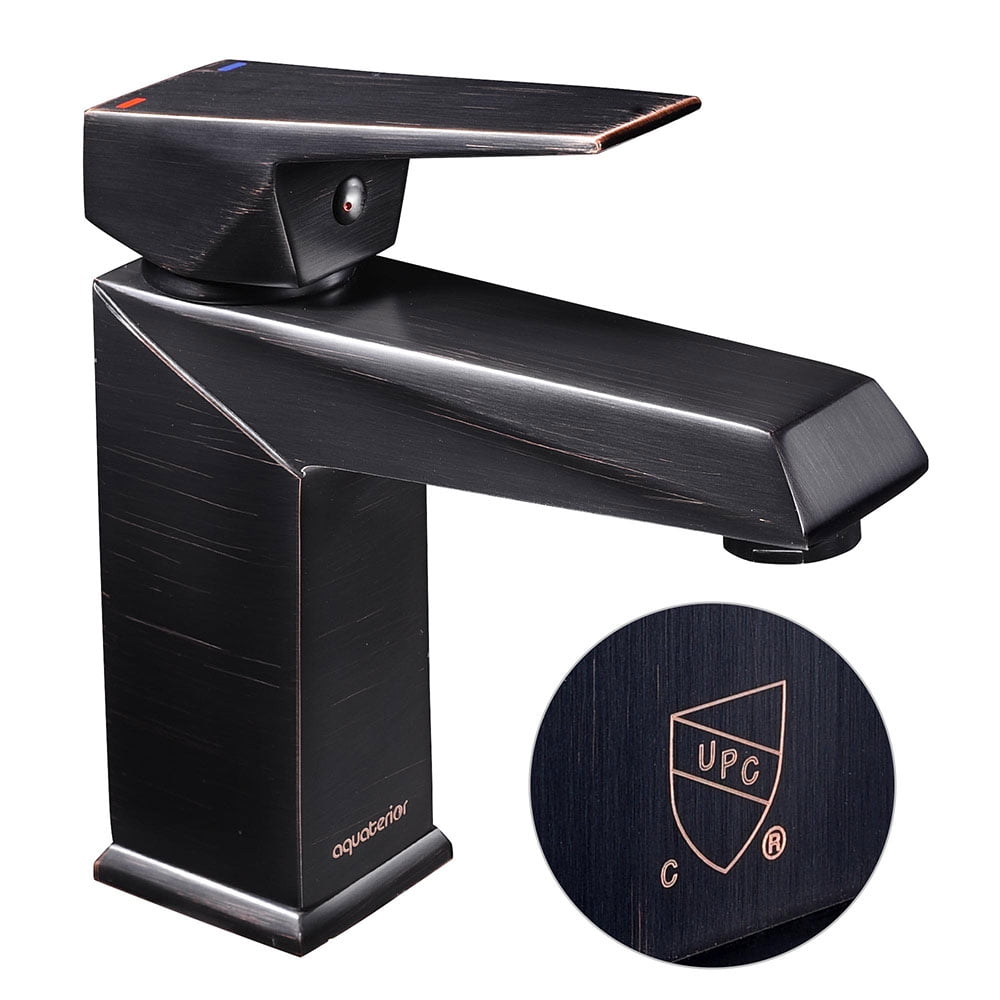 Oil Rubbed Bronze Single Handle Square Bathroom Faucet