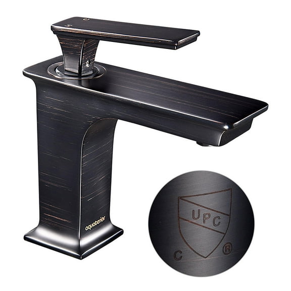 Aquaterior Modern 1 Hole Vanity Sink Faucet Square Cold & Hot Water Tap ORB