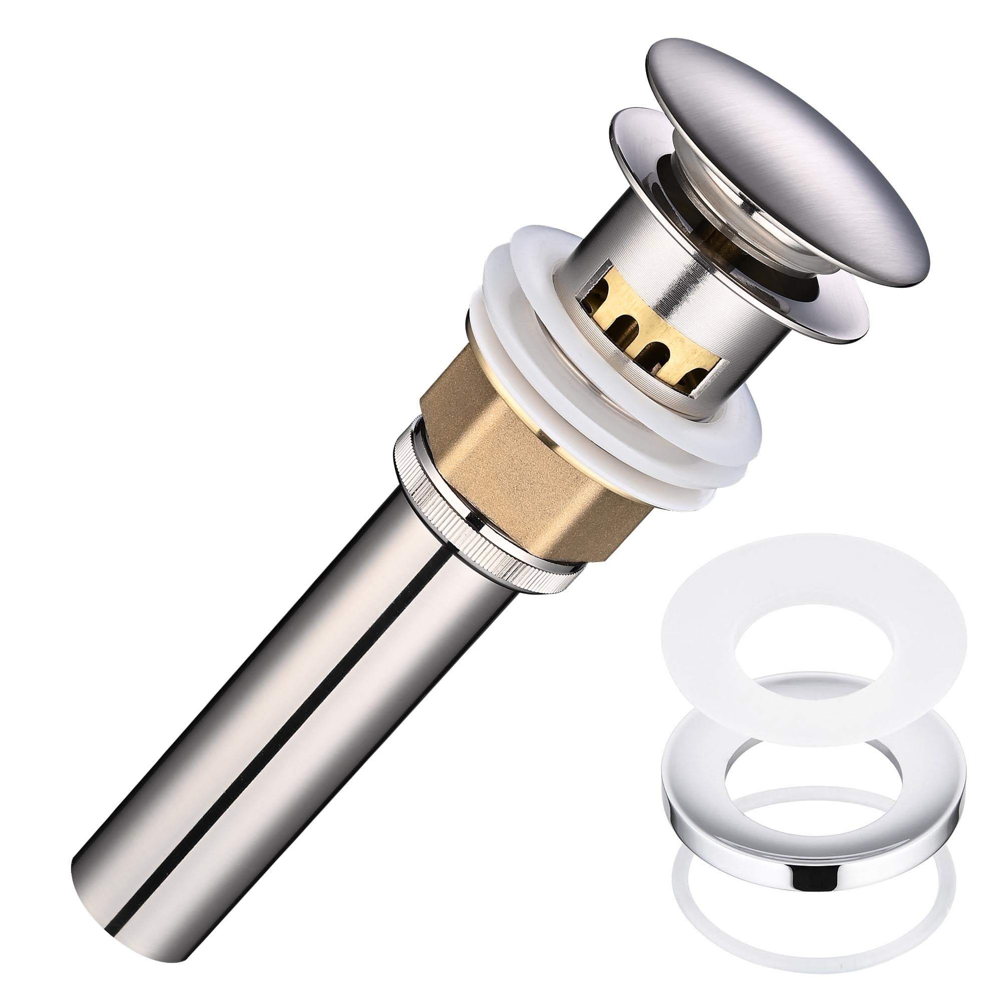 Aquaterior Pop Up Drain with Overflow Mounting Ring Kit for Countertop ...