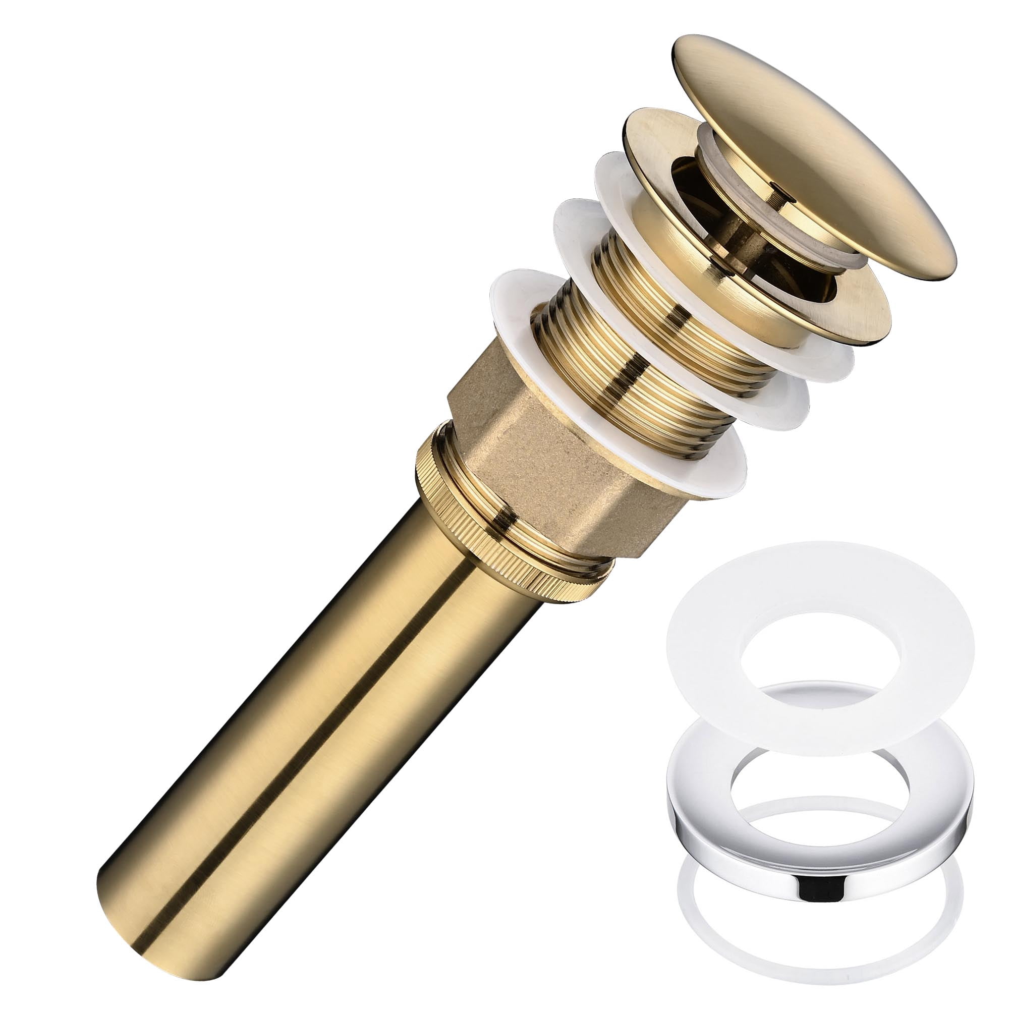 Aquaterior Pop Up Drain without Overflow w/ Mounting Ring for Bathroom ...