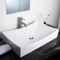 thumbnail image 1 of Aquaterior Rectangle White Porcelain Ceramic Bathroom Vessel Sink Bowl Basin with Chrome Drain 26"x15-5/8"x5-1/3", 1 of 8