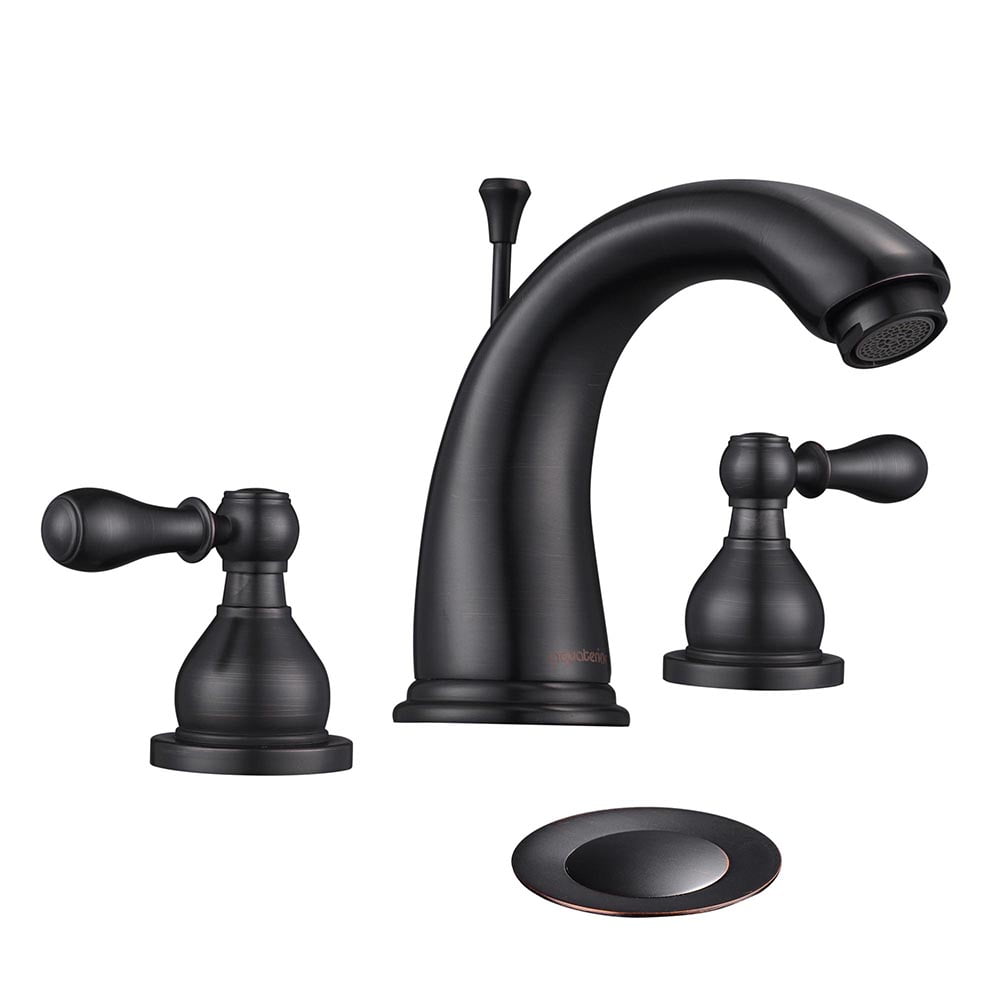 Oil Rubbed Bronze Widespread 2-Handle Bathroom Faucet with Drain Assembly