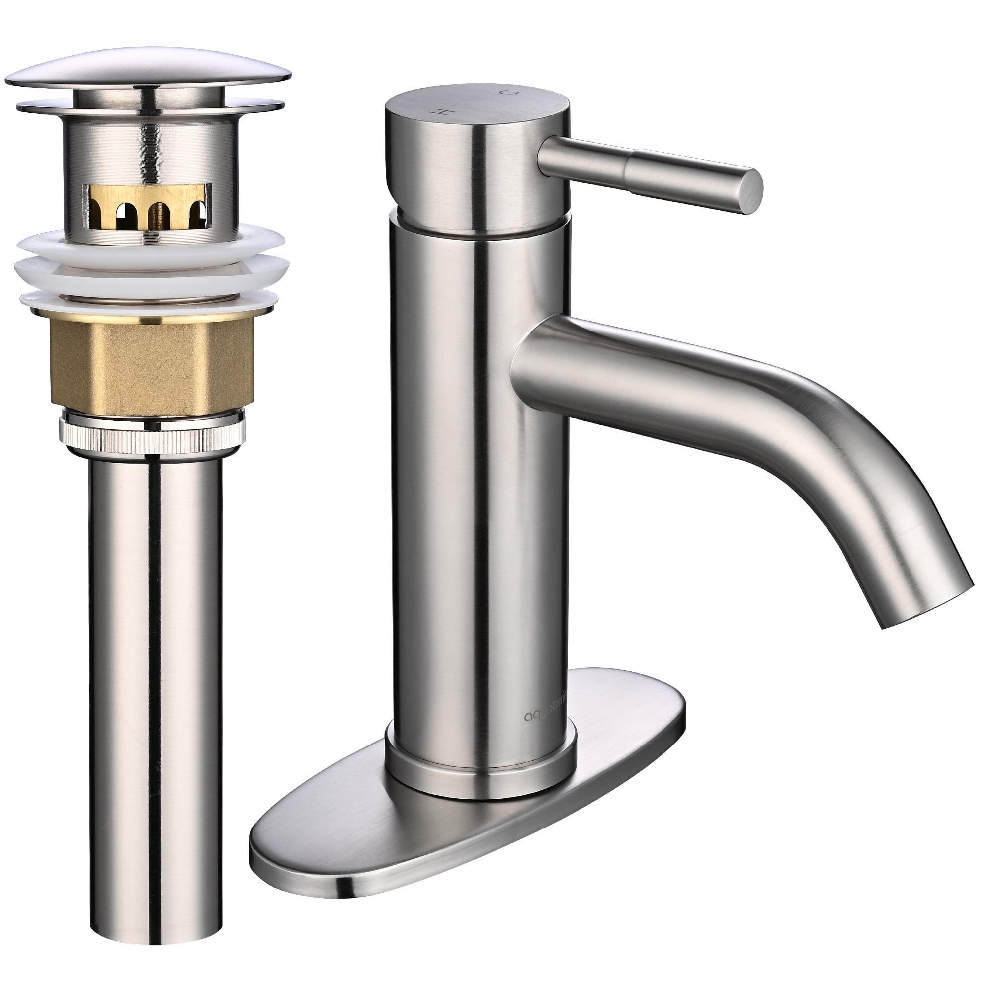 Stainless Steel Single Handle Vessel Sink Faucet with Pop-Up Drain
