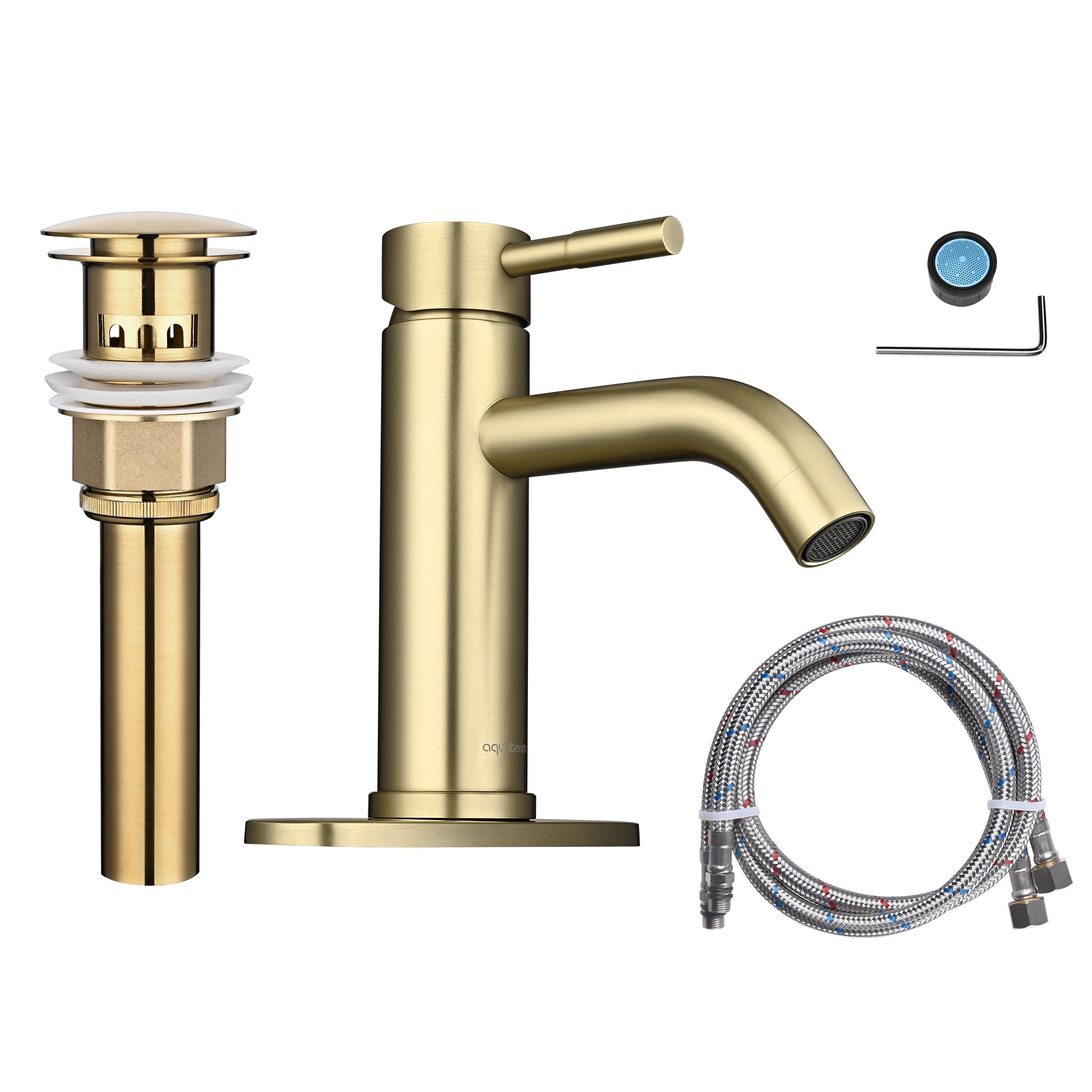 Aquaterior Single Handle Bathroom Vessel Faucet Mixer Tap with Pop-up Drain