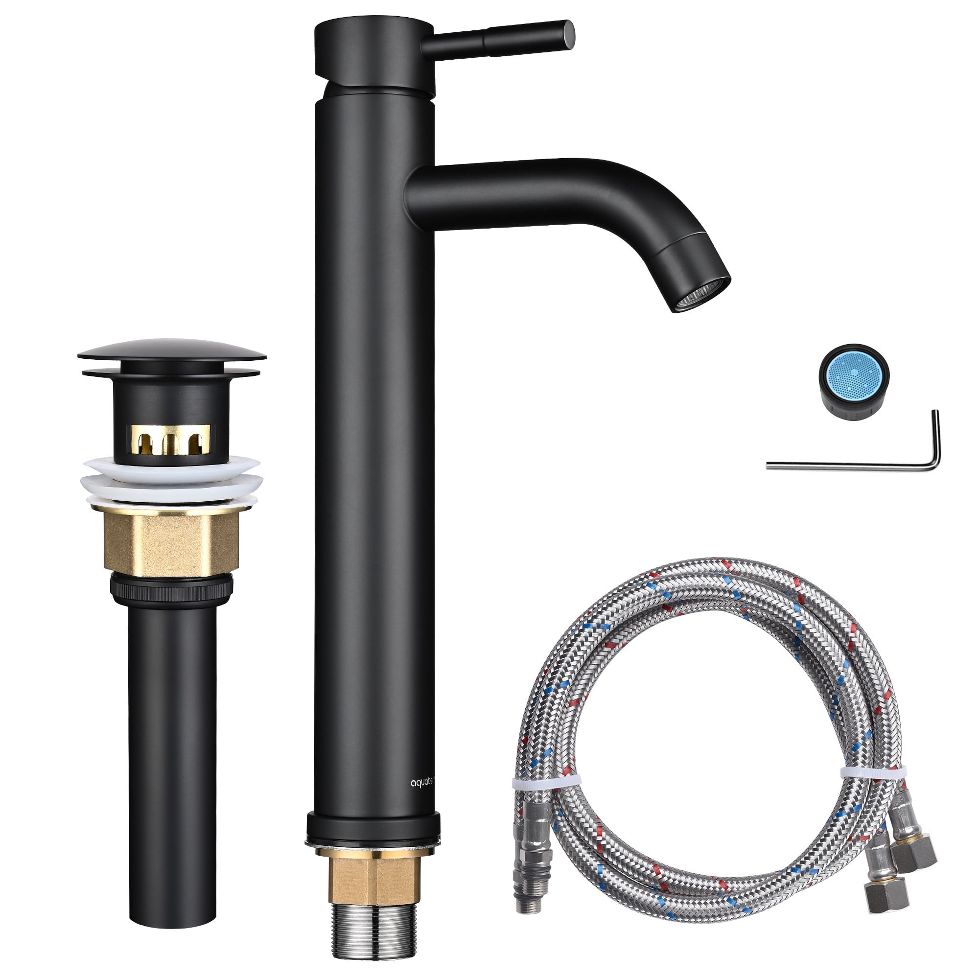 Aquaterior Single Handle Tall Vessel Faucet Bathroom Mixer Tap with Pop ...