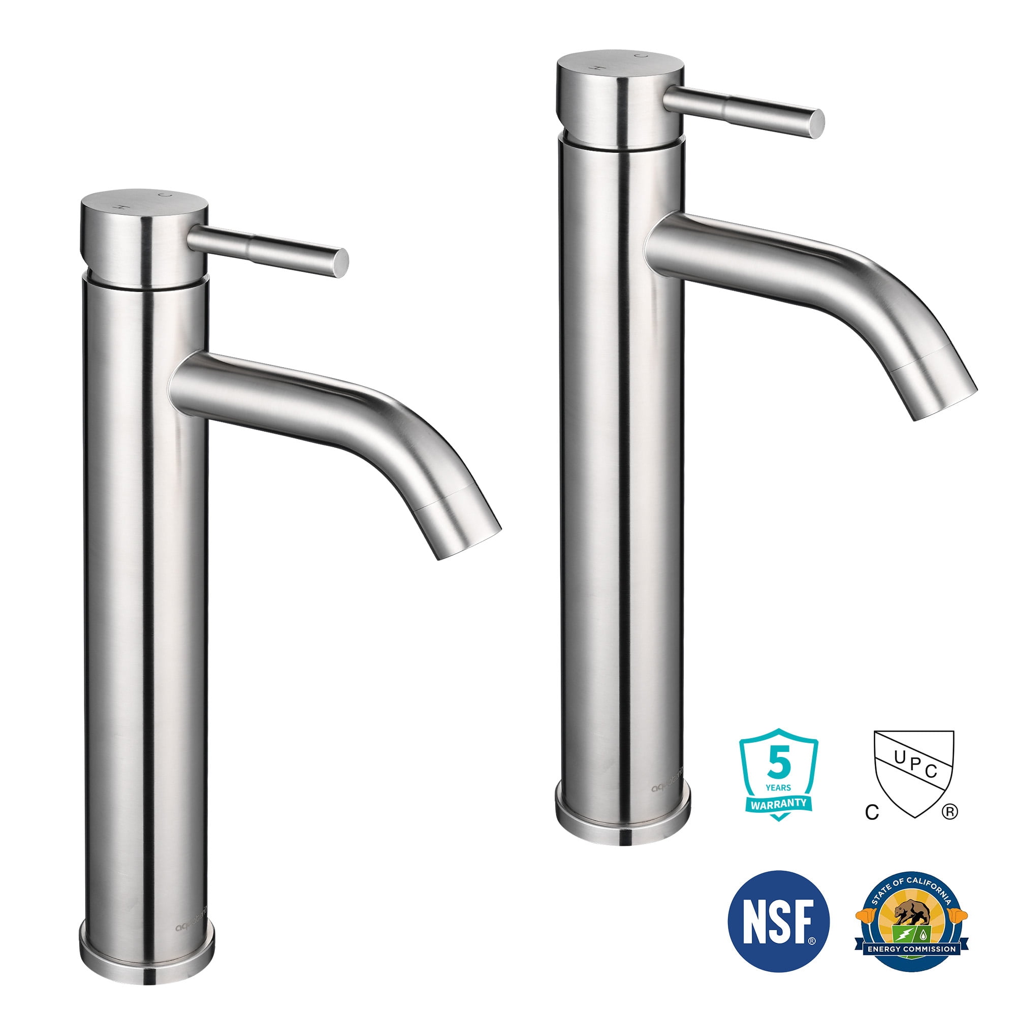 Tall Brushed Nickel Stainless Steel Bathroom Faucet Set
