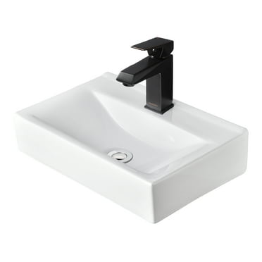 Aquaterior Wall Mount Ceramic Sink w/ Modern Bathroom Single Handle Faucet ORB