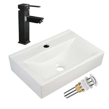 Aquaterior Wall Mount Ceramic Sink w/ One Hold Bathroom Faucet Single Handle ORB