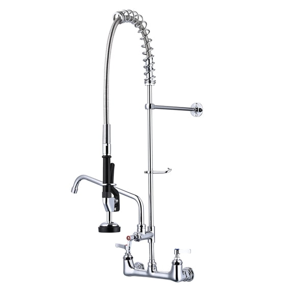 Aquaterior 36" Height Wall Mount Pre-Rinse Commercial Faucet Kitchen Sink Sprayer Home Fit for 2/3 Compartment Sink