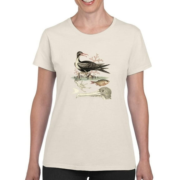 Aquatic Birds I T-Shirt Women -Sydenham Edwards Designs, Female x-Large