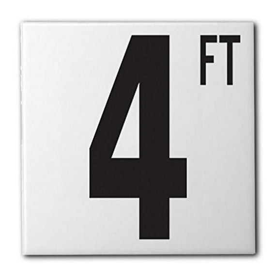 Aquatic Custom Tile - Ceramic 4FT Pool Sign Depth Marker, 5.8" x 5.8" with 5 Inch Font Pool Signs, Swimming Pool Safety Signage for Concrete Deck & Inground Pool, Smooth Finish, Made in USA