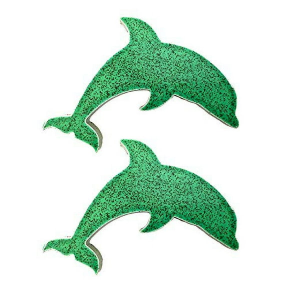 Aquatic Custom Tile Porcelain Swimming Pool Glitter Dolphin Step Marker Mosaic (4.5" Light Green) (2 Pack)