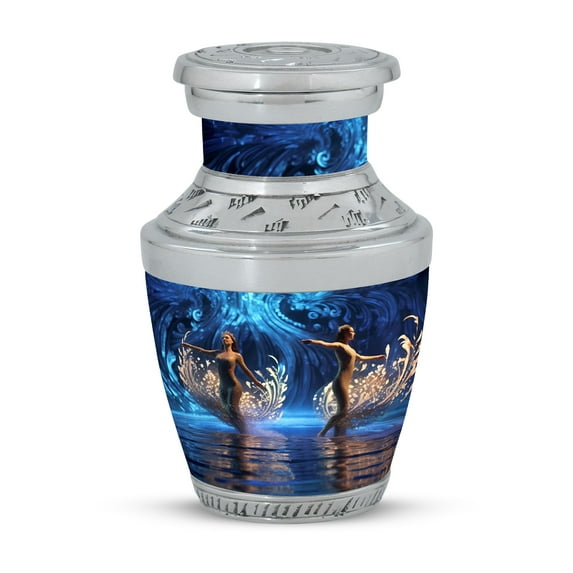 Aquatic Dance Flourish Timeless Miniature Keepsake Urns for Human Ashes - Small Tributes for Loved Ones Funeral Urns For Human Ashes - Memorial Urns 3 Inch, 1 Pc