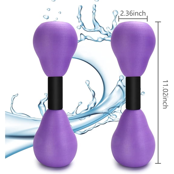 Aquatic Dumbells,2Pcs Foam Water Weights Aerobic Exercise Fitness Equipment Dumbbells, Pool Resistance Swimming Training for Adults/Kids/Men/Women Weight Loss, Beginner Swimming Training, Purple