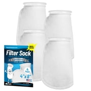 Aquatic Experts 4 inch Ring 100 Micron Felt Filter Socks - Short, 4-Pack, 4" x 8"
