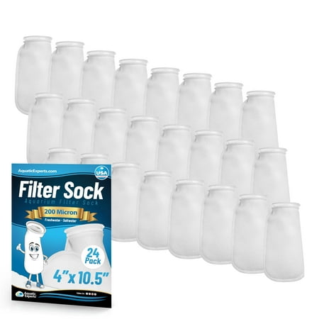 Aquatic Experts 4 inch Ring 200 Micron Felt Filter Socks - Medium, 24-Pack, 4'' x 10.5''