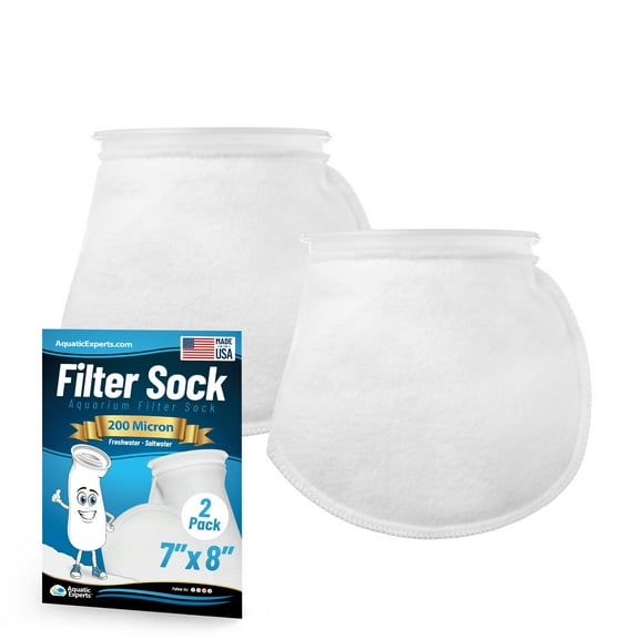 Aquatic Experts 7 inch Ring 200 Micron Felt Filter Socks - Short, 2-Pack, 7" x 8"