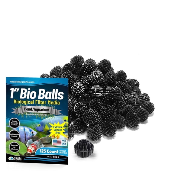 Aquatic Experts Bio Balls Filter Media, 1 Inch Small Bio Ball for Ponds and Aquarium Filters, Perfect Aquarium Filter Media, Made in The USA, (125 Count Without Mesh Bag)