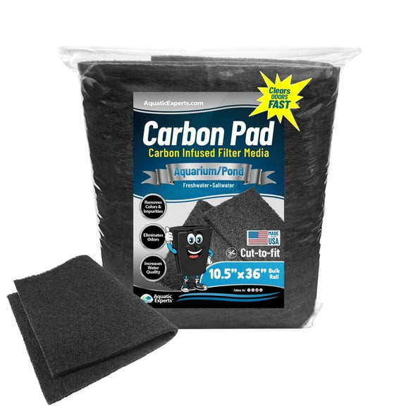 Aquatic Experts - Carbon Infused Filter Pad Media for Crystal Clear Aquarium Fish Tank - 1" Thick, 10.5'' x 36''