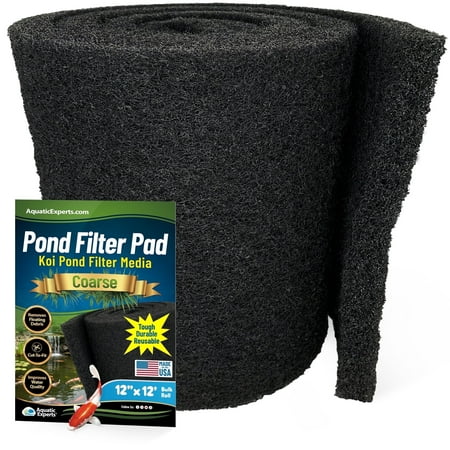 Aquatic Experts - Classic Black Pond Filter Media, Coarse Koi Pond Filter Pad, Bulk Roll, 12" x 12' x 1"