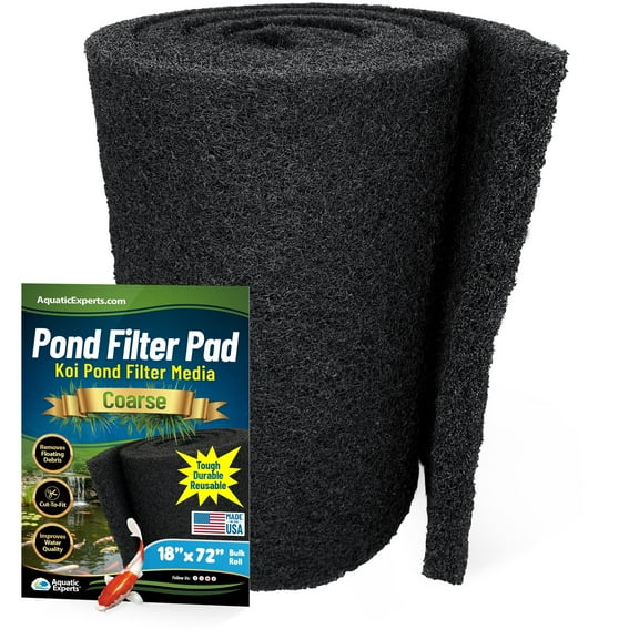 Aquatic Experts - Classic Black Pond Filter Media, Coarse Koi Pond Filter Pad Bulk Roll, 18" x 72" x 1"