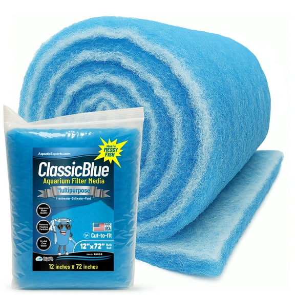 Aquatic Experts - ClassicBlue Bonded Freshwater and Saltwater Safe Aquarium Filter Pad 0.75" Thick, 12'' x 72''