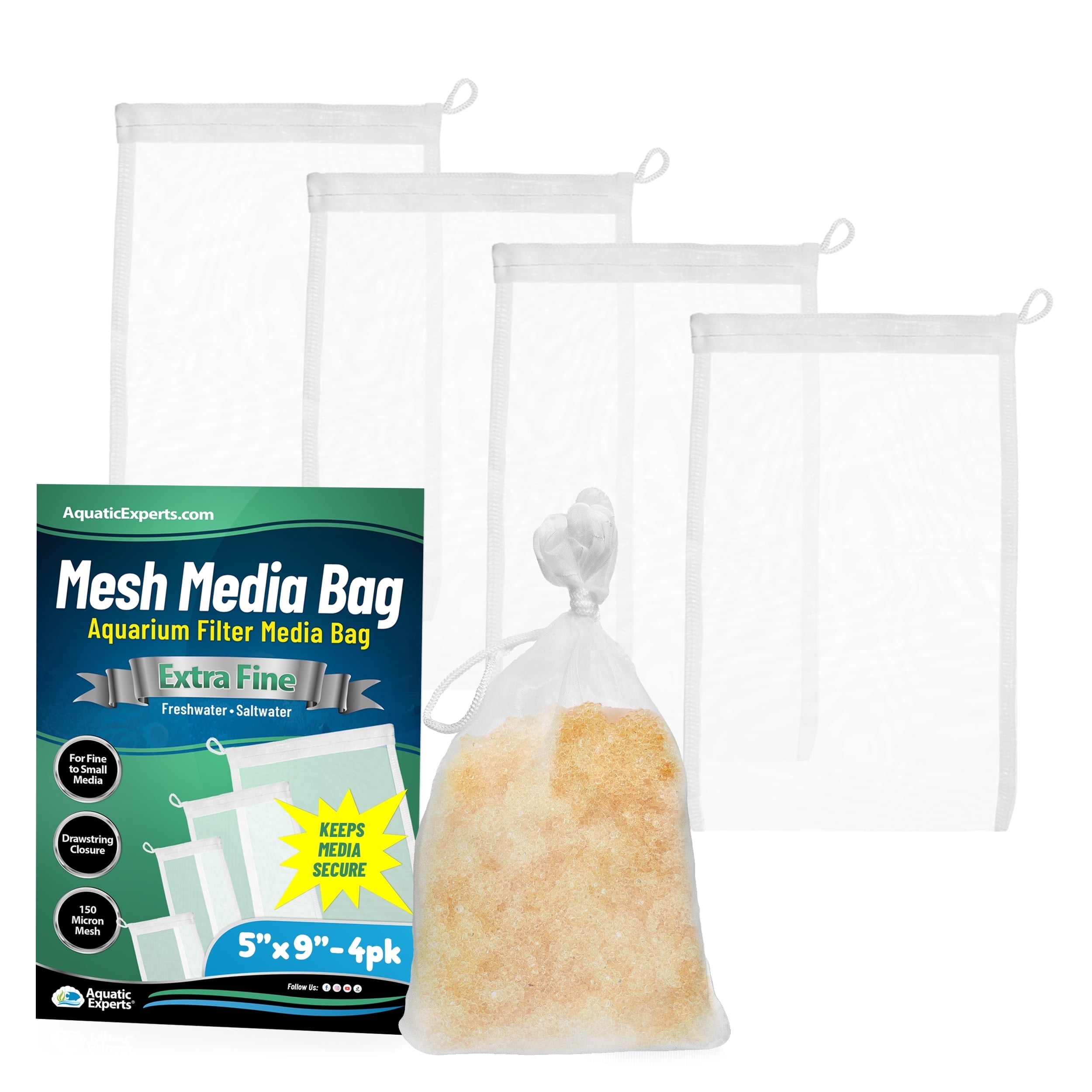 Drawstring Net Filter Aquatic Experts - Extra Fine Reusable Mesh Filter Media Drawstring Bags ...