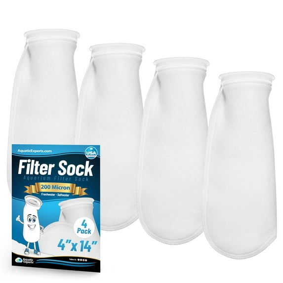 Aquatic Experts Felt Filter Socks 4 inch Ring 200 Micron - Long, 4-Pack, 4'' x 14''