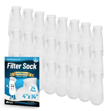 Aquatic Experts Felt Filter Socks 4 inch Ring 200 Micron - Longs, 24-Pack, 4'' x 14''