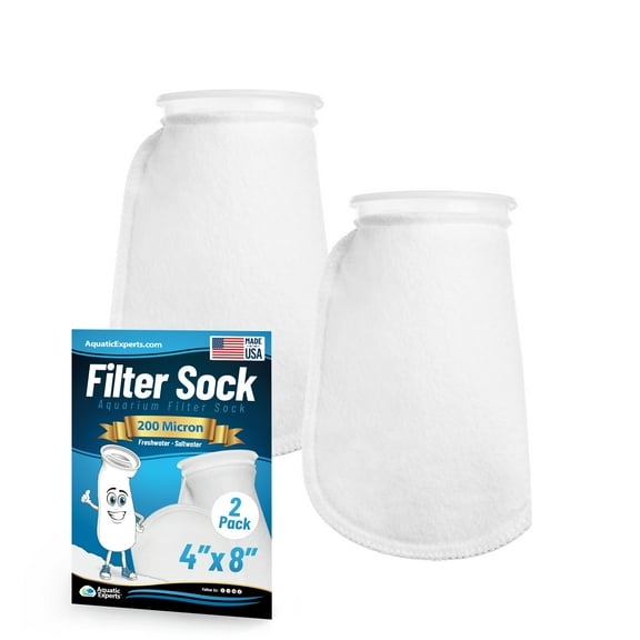 Aquatic Experts Felt Filter Socks 4 inch Ring 200 Micron - Short, 2-Pack, 4'' x 8''