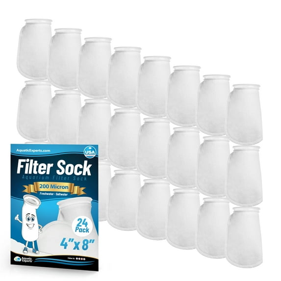 Aquatic Experts Felt Filter Socks 4 inch Ring 200 Micron - Short, 24-Pack,, 4'' x 8''