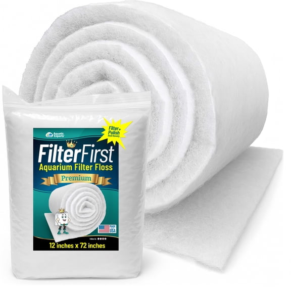 Aquatic Experts - FilterFirst Aquarium Filter Pad Media Roll Crystal Clear Water, 12'' by 72'' by 1/2'' Thick
