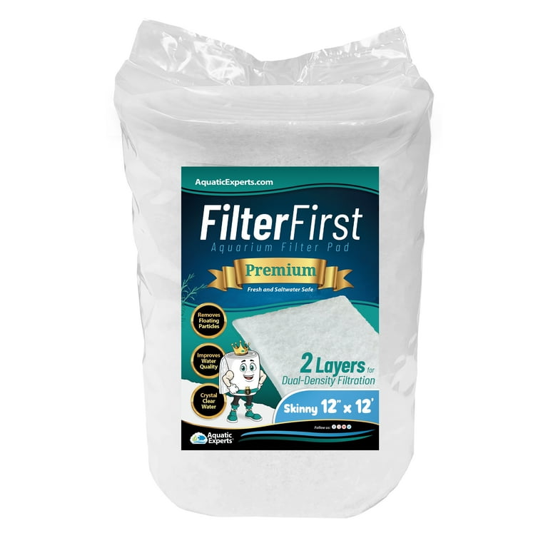 Aquatic Experts FilterFirst Aquarium Filter Pad Premium True Dual Density Filter Material Roll Aquarium Filter Floss for Fish Tank Filters 12